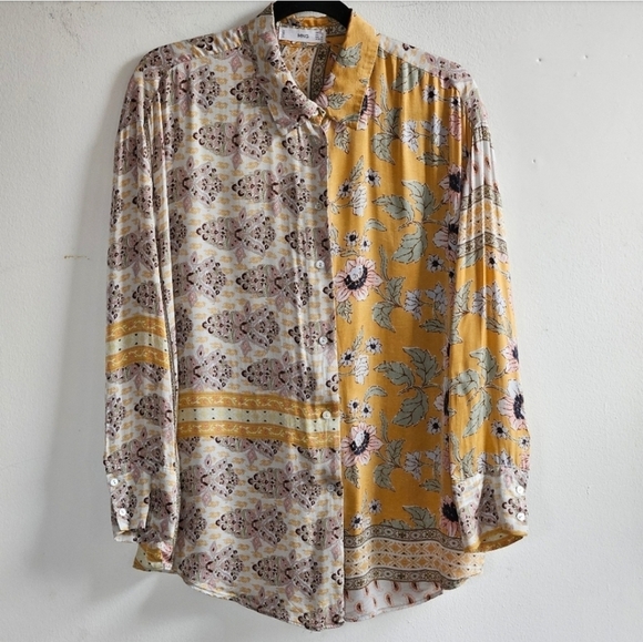 📌MNG MULTI PATTERN BUTTON DOEN SHIRT WOMEN'S SIZE 4 - Picture 1 of 7